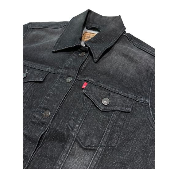 Levi's Trucker black denim jacket with BLANK red tab size Large - Picture 1 of 14